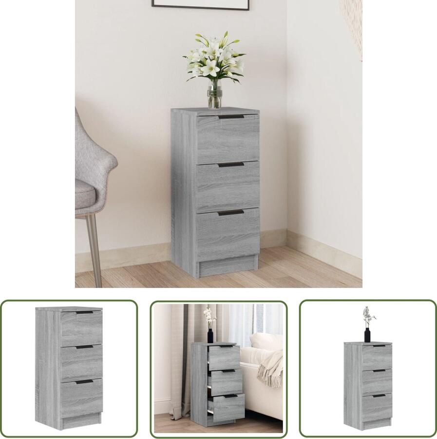 VidaXL Dressoir 30x30x70 cm bewerkt hout grijs sonoma eikenkleurig Dressoir Houten Dressoir Grijze Dressoir Sonoma Eiken Dressoir Compact Dressoir