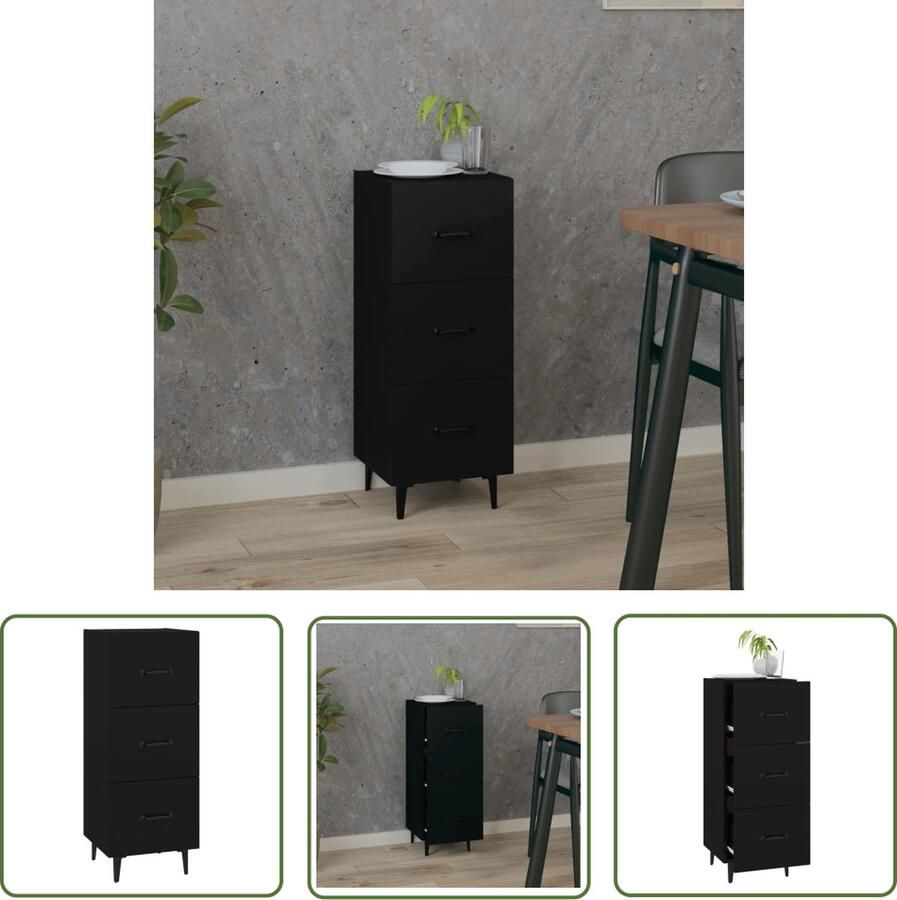 VidaXL Dressoir 34 5x34x90 cm bewerkt hout zwart Dressoir Houten Dressoir Black Dresser Modern Dressoir Landelijk Dressoir