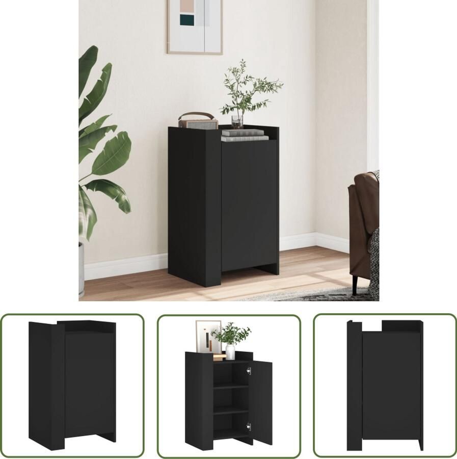 VidaXL Dressoir 45x35x75 cm bewerkt hout zwart Dressoir Houten Dressoir Black Dresser Compact Dressoir Opbergmeubel