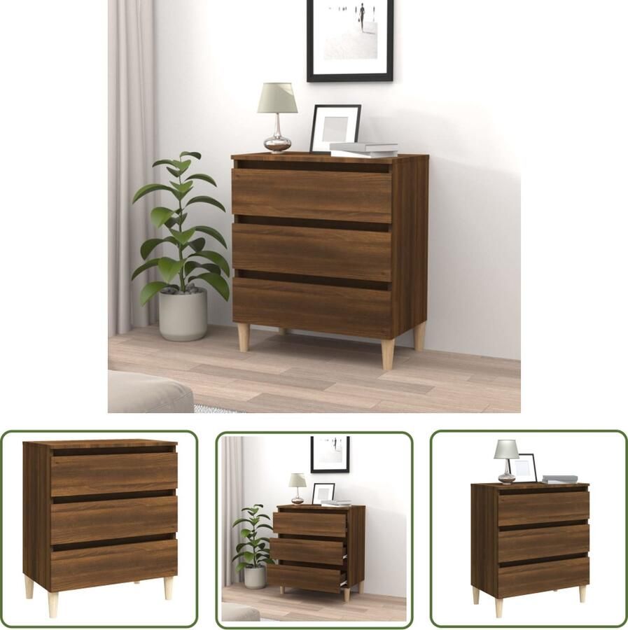 The Living Store Dressoir 60x35x69 cm bewerkt hout bruin eikenkleur Dressoir Houten Dressoir Bruine Eiken Dressoir Opbergmeubel Salontafel