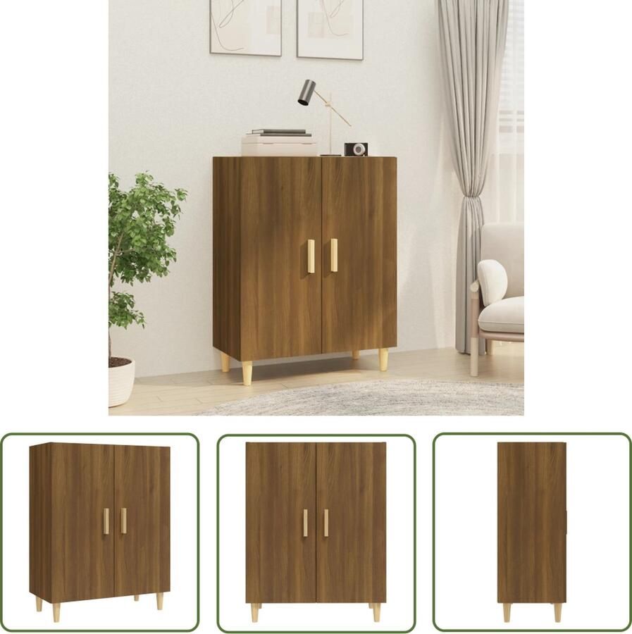 The Living Store Dressoir 70x34x90 cm bewerkt hout bruin eikenkleur Dressoir Houten Dressoir Vintage Dressoir Bergruimte Salontafel