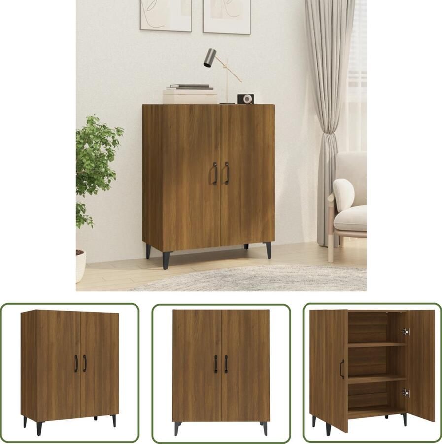 The Living Store Dressoir 70x34x90 cm bewerkt hout bruin eikenkleur Dressoir Modern Dressoir Houten Dressoir Bruine Eiken Dressoir Opbergkast