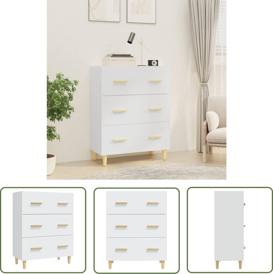 The Living Store Dressoir 70x34x90 cm bewerkt hout wit Dressoir Bijzettafel Houten Dressoir Wit Dressoir Salontafel