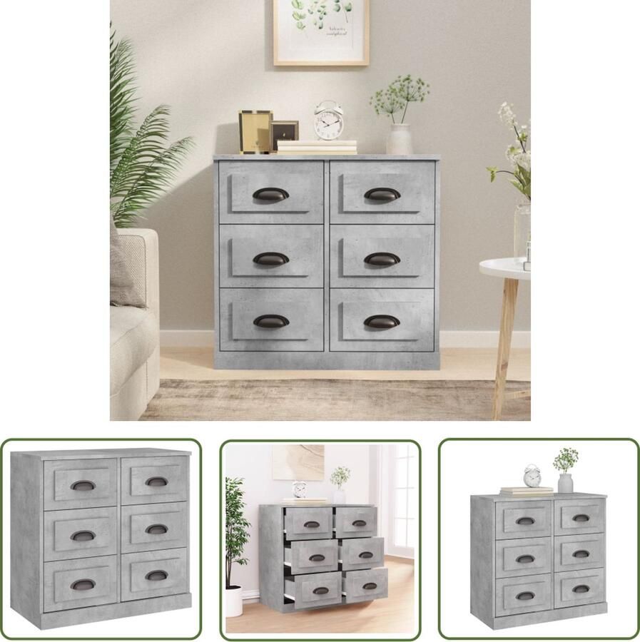 The Living Store Dressoir 70x35 5x67 5 cm bewerkt hout betongrijs Dressoir Vintage Dressoir Houten Dressoir Grijze Dressoir Opbergmeubilair