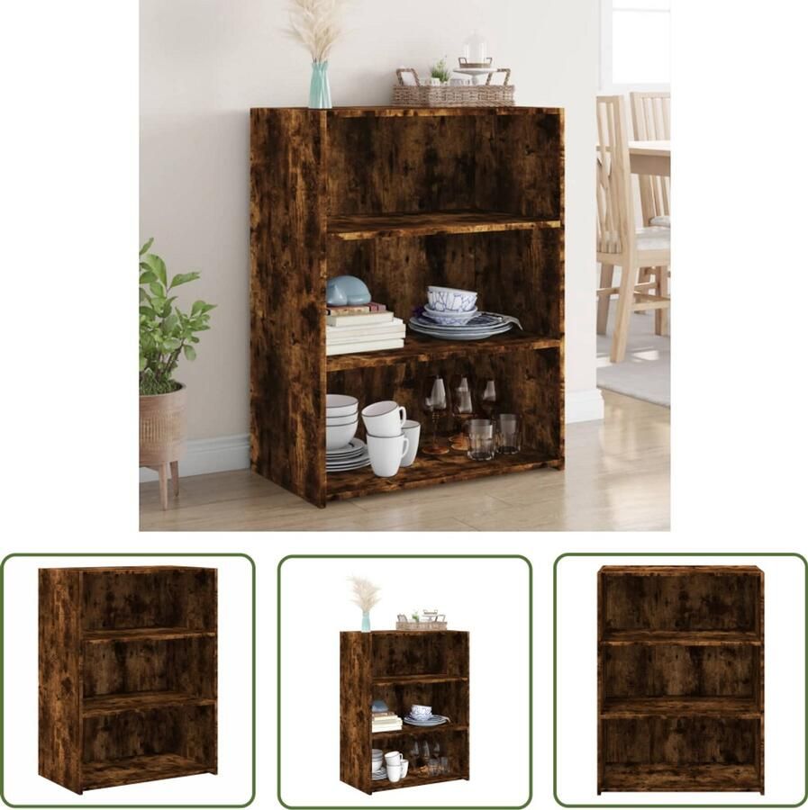 The Living Store Dressoir 70x41x93 cm bewerkt hout gerookt eikenkleurig Dressoir Scandinavisch Design Houten Dressoir Vintage Dressoir Opbergkast