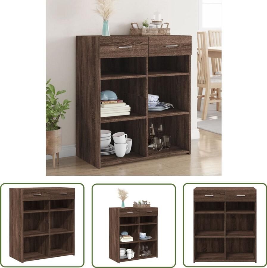 The Living Store Dressoir 80x42 5x93 cm bewerkt hout bruin eikenkleur Dressoir Houten Dressoir Vintage Dressoir Salontafel Tv Tafel