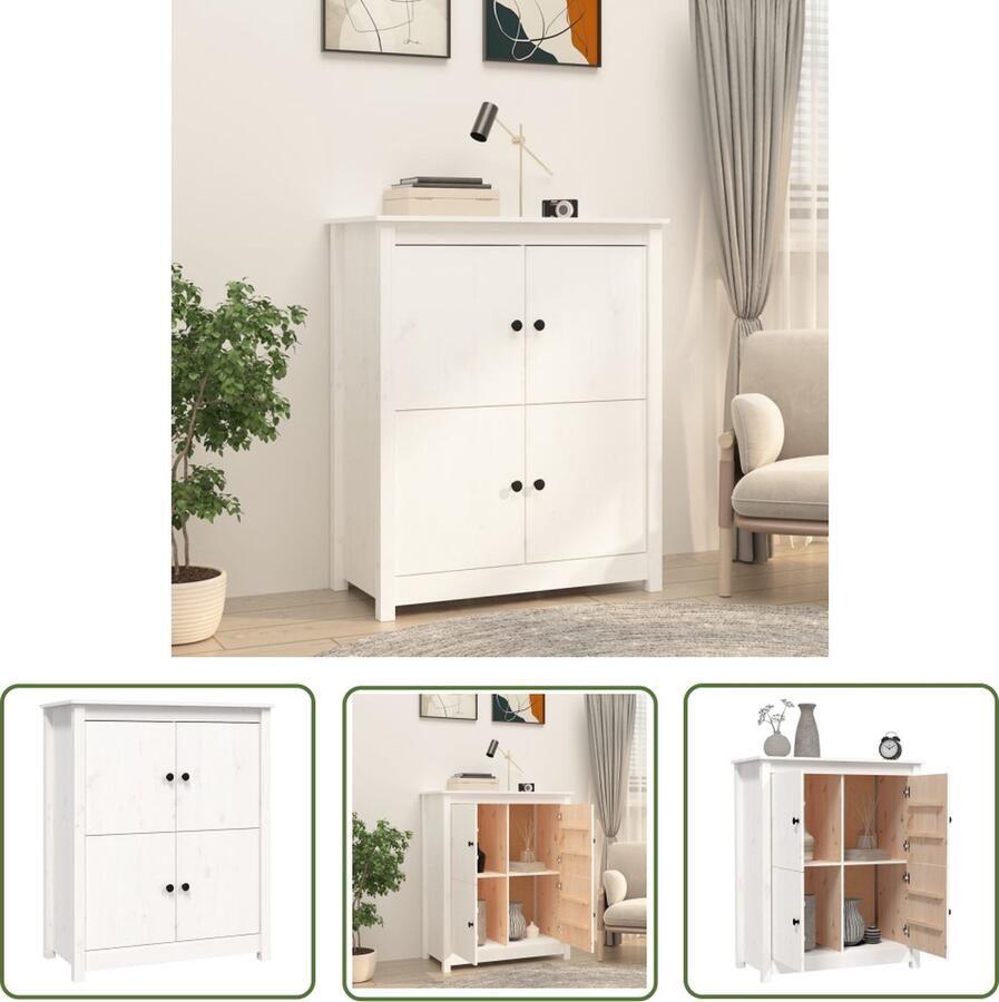The Living Store Dressoir 83x41 5x100 cm massief grenenhout wit Dressoir Landelijk Wonen Houten Dressoir Grenenhouten Dressoir Wit Dressoir