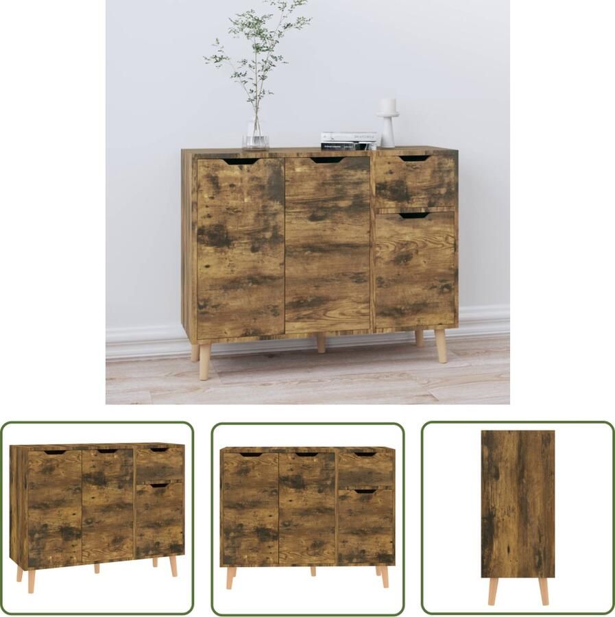 VidaXL Dressoir 90x30x72 cm bewerkt hout gerookt eikenkleurig Dressoir Houten Dressoir Bruine Dressoir Vintage Dressoir Modern Dressoir