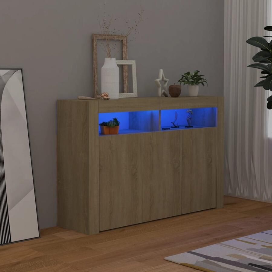 VidaXL Dressoir met LED-verlichting 115 5x30x75 cm sonoma eikenkleur Dressoir Houten Dressoir Sonoma Eiken Dressoir Led Dressoir Tv Kast