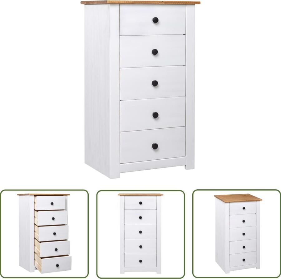 VidaXL Dressoir Panama Range 46x40x89 cm grenenhout wit Dressoir Houten Dressoir Grenen Dressoir Wit Dressoir Vintage Dressoir