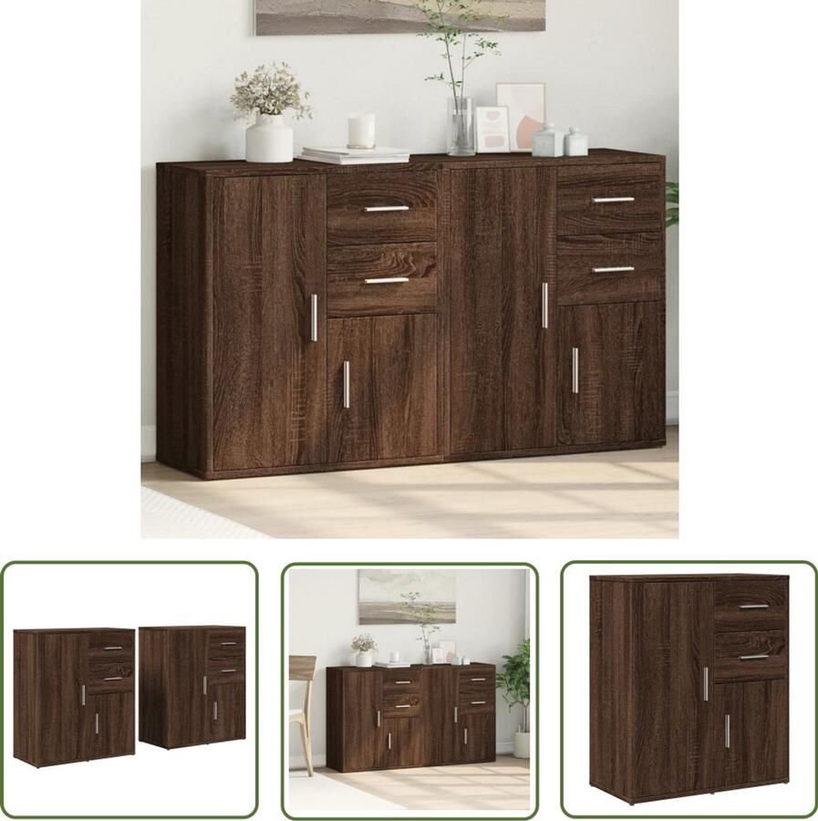 VidaXL Dressoirs 2 st 60x31x70 cm bewerkt hout bruin eikenkleurig Dressoirs Houten Dressoirs Bruine Dressoirs Bewerkthout Kamermeubilair