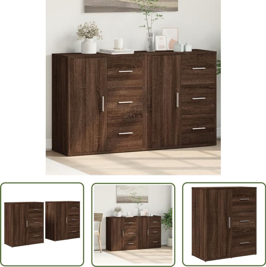 VidaXL Dressoirs 2 st 60x31x70 cm bewerkt hout bruin eikenkleurig Dressoirs Houten Dressoirs Bruine Dressoirs Vintage Dressoirs Salontafel