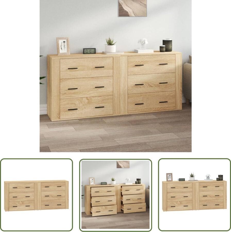 VidaXL Dressoir 80x33x70 cm bewerkt hout sonoma eikenkleurig Dressoir Salontafel Houten Dressoir Vintage Dressoir Landelijk Dressoir - Foto 2