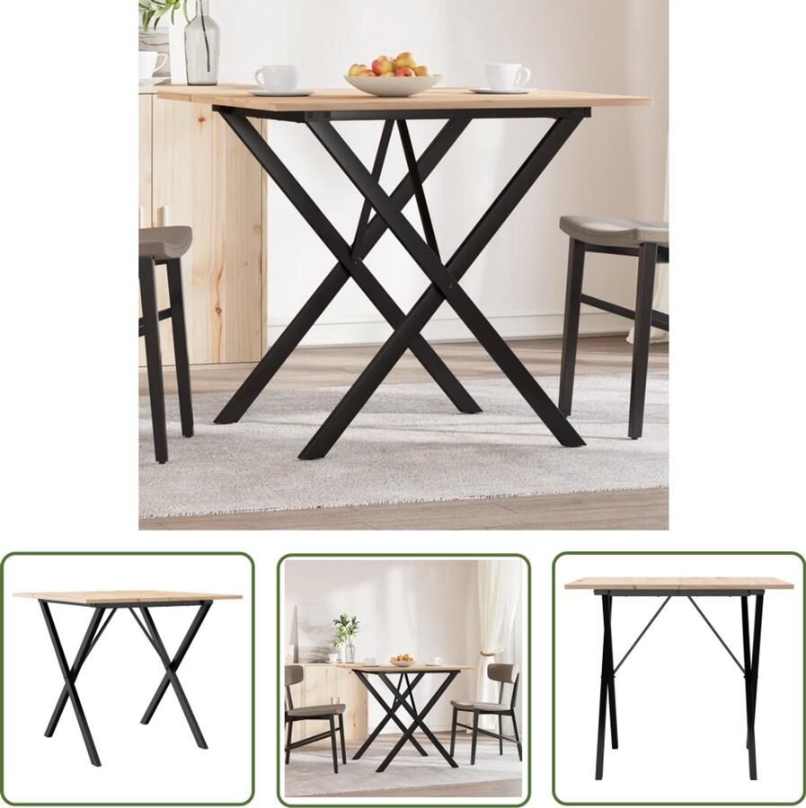 VidaXL Houten Eettafel Eetkamertafel Eettafel X-frame 90x90x75 cm massief grenenhout en staal Grenenhout Eettafel Industrieel Design Vintage Eettafel