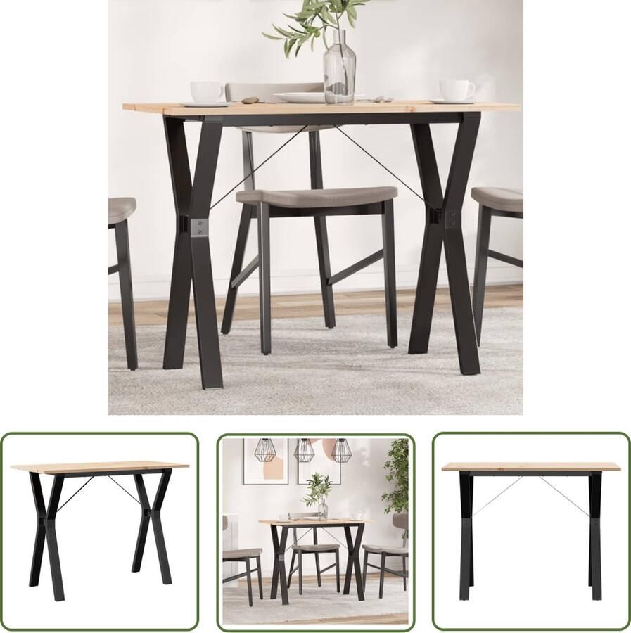 The Living Store Eettafel Y-frame 100x50x75 cm massief grenenhout en gietijzer Eetkamertafel Houten Tafel Grenenhout Tafel Salontafel Kleine Eettafel