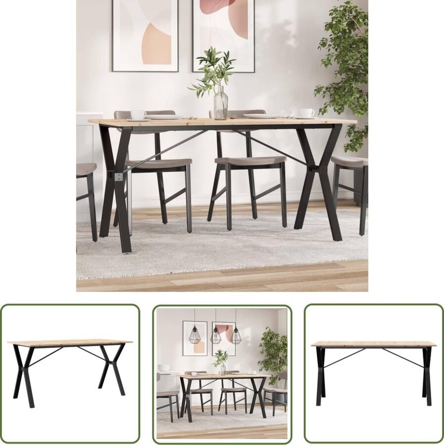 VidaXL Houten Eettafel Eetkamertafel Eettafel Y-frame 140x80x75 cm massief grenenhout en staal Grenenhouten Eettafel Industriële Eettafel Vintage Eettafel