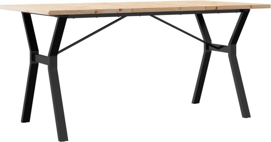 VidaXL Eettafel Y-frame 160x80cm Grenen & Gietijzer Eettafel Houten Tafel Grenenhouten Tafel Landelijke Tafel Vintage Tafel Salontafel Diningtable - Foto 2