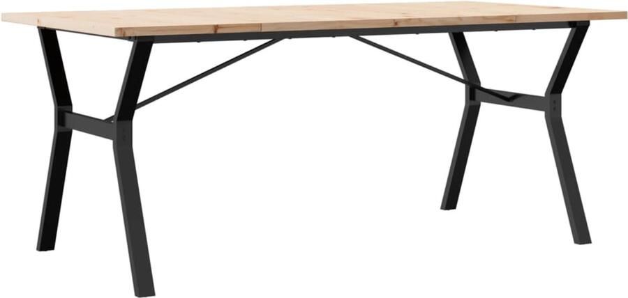 VidaXL Eettafel Y-frame 180x90x75 5 cm massief grenenhout en staal Eetkamertafel Houten Eettafel Grenenhouten Eettafel Industrieel Eettafel Y-frame Eettafel