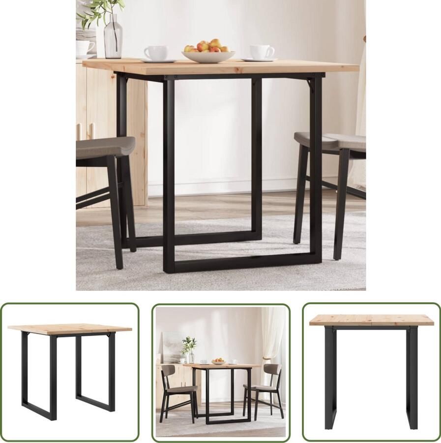 VidaXL Eettafel O-frame 80x80x75 5 cm massief grenenhout en staal Eettafel Houten Eettafel Grenen Eettafel Bruine Eettafel Ronde Eettafel