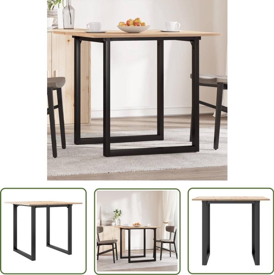 VidaXL Eettafel O-frame 80x80x75 cm massief grenenhout en staal Eettafel Houten Eettafel Grenenhouten Eettafel Ronde Eettafel Kleine Eettafel