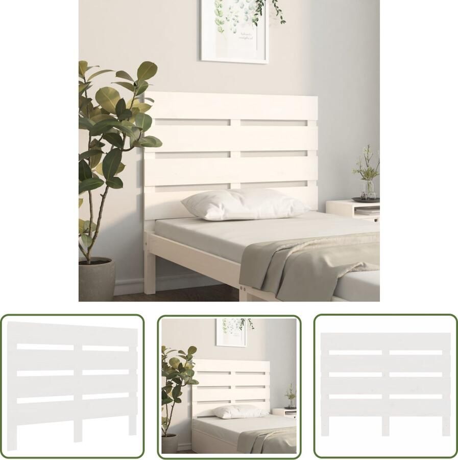 The Living Store Houten Hoofdeinde Massief Grenenhout 90 x 3 x 80 cm Wit Hoofdbord Houten Hoofdbord Grenenhout Hoofdbord Wit Hoofdbord Slaapkamersdecoratie