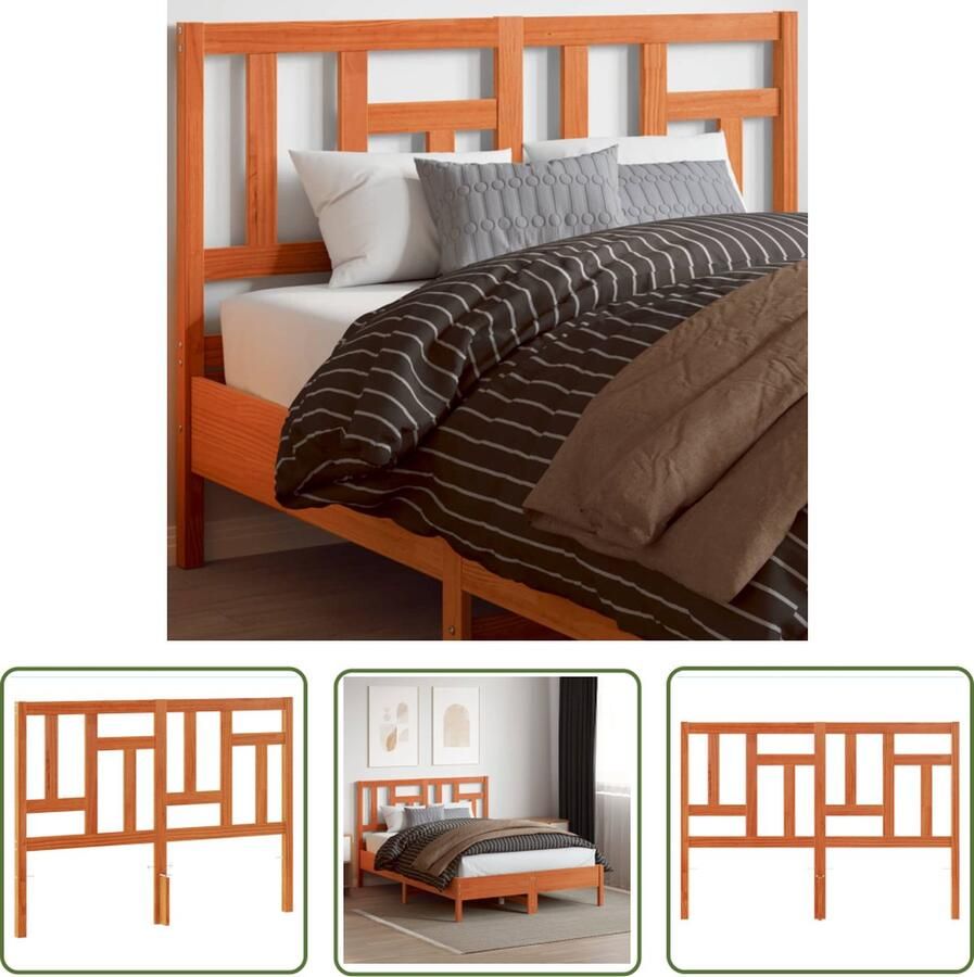 The Living Store Houten Hoofdeinde 145.5 x 8.5 x 100 cm Wasbruin Massief Grenenhout Hoofd Bord Houten Hoofdbord Massief Grenenhout Wasbruin Hoofdbord Bedroom Decoratie