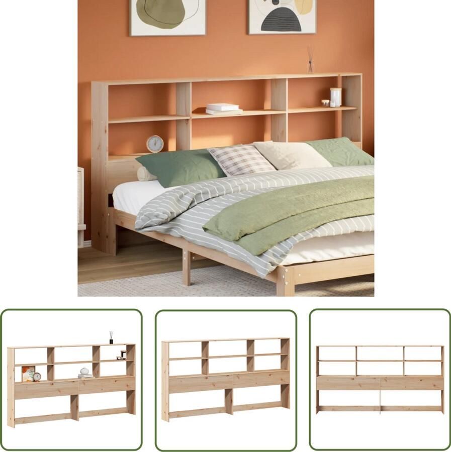 VidaXL Houten Hoofdbord Hoofd Bord Hoofdbord met opbergruimte 200 cm massief grenenhout Hoofdbord Met Opbergvak Slaapkamersdecoratie Massief Grenenhout