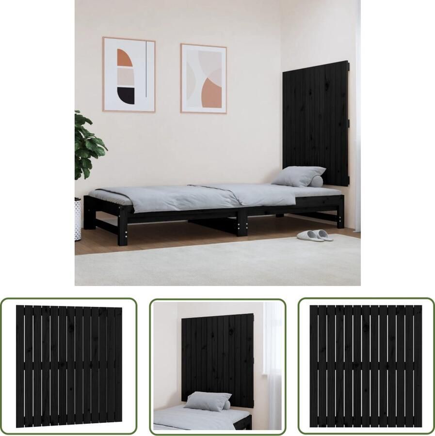 The Living Store Houten Wandhoofdbord Zwarte Massief Grenenhout 82.5 x 3 x 90 cm Wandmontage Wandhoofdbord Houten Hoofdbord Massief Grenenhout Zwarte Hoofdbord Met Wandmontage