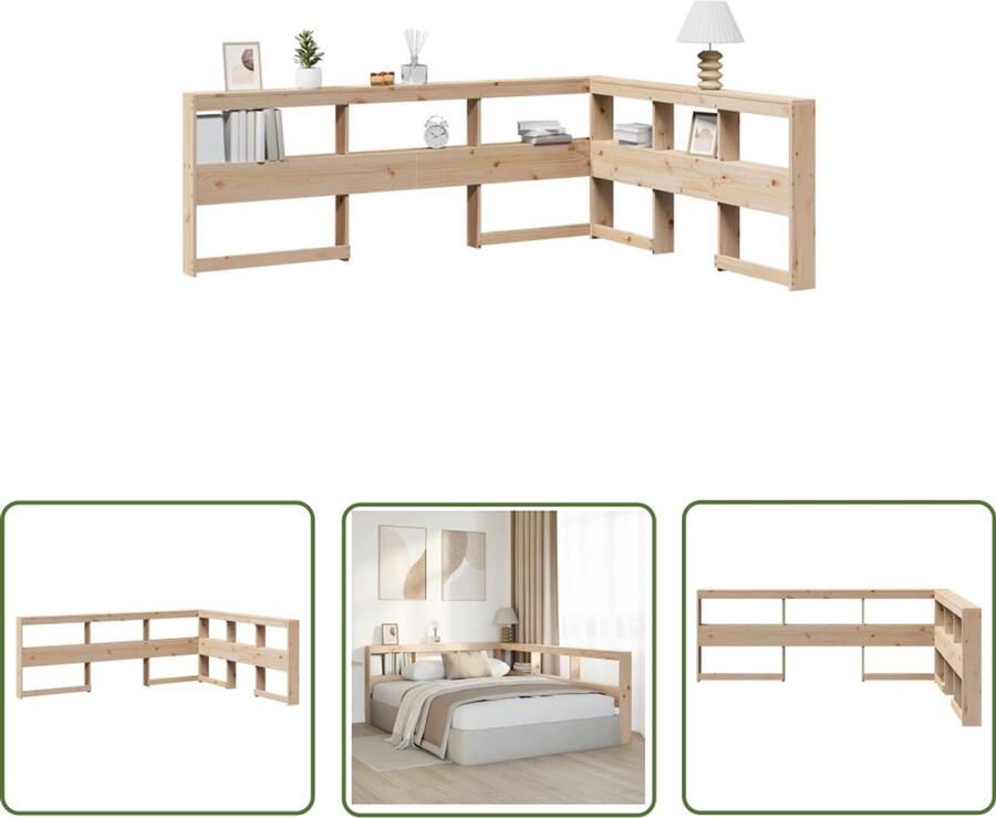 VidaXL Houten Hoofdeinde Boekenkasten Hoofdeinde Boekenkast Hoofdeinde L-vormig 150 cm massief grenenhout Massief Grenenhout Slaapkamer Meubel Opberg Kast