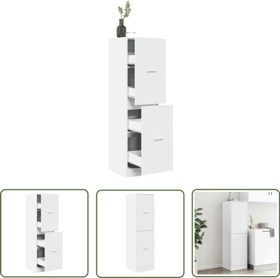 VidaXL Houten Kast Apotheker Kast Apothekerskast 40x41x144 5 cm bewerkt hout wit Opslagkast Bureaulade Boekenkast