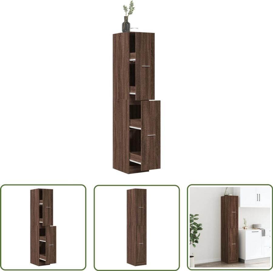 VidaXL Houten Kast Apothekerkast Apothekerskast 30x41x174 5 cm bewerkt hout bruin eikenkleurig Opslagoplossing Bureaulade Keukenkasten