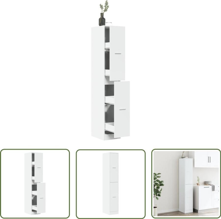 VidaXL Houten Kast Apothekerkast Apothekerskast 30x41x174 5 cm bewerkt hout wit Opbergkast Vintage Kast Witte Kast