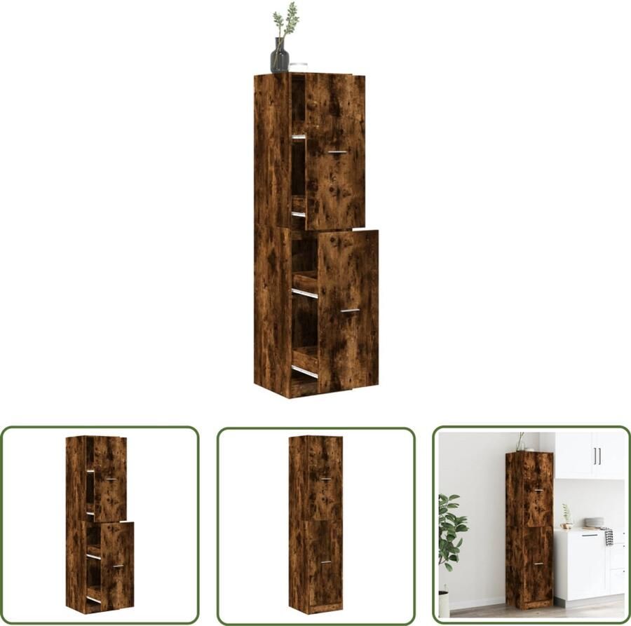 VidaXL Apothekerskast 40x41x174 5 cm bewerkt hout gerookt eikenkleurig Apothekerkast Houten Kast Opslagkast Boekenkast Vintage Kast