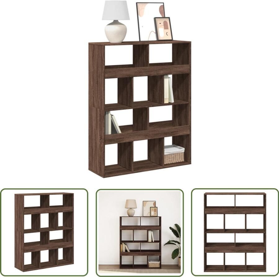 The Living Store Boekenkast 100x33x125 5 cm bewerkt hout bruin eikenkleurig Boekenkast Houten Kast Opbergkast Bibliotheek Vintage Kast