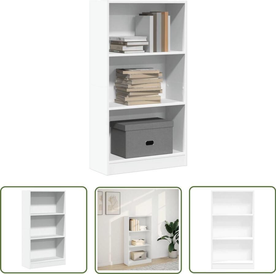 The Living Store Boekenkast 60x24x109 cm bewerkt hout wit Boekenkast Houten Kast Opbergkast Witte Boekenkast Bibliotheekkast