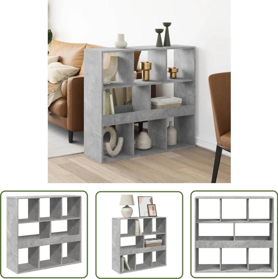 The Living Store Kamerscherm 100x33x94 5 cm bewerkt hout betongrijs Boekenkasten Houten Kast Opbergkast Kamer Scheidingswand Betonnen Grijs