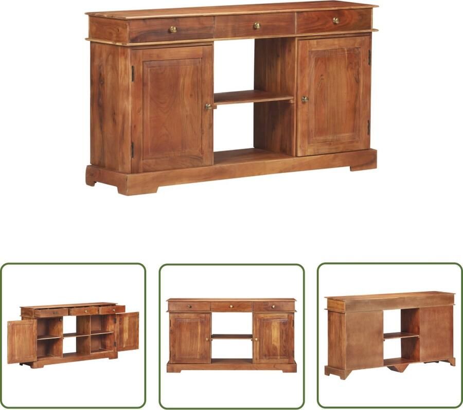 The Living Store Dressoir 135x35x75 cm massief acaciahout Houten Kast Dressoir Massief Hout Acacia Vintage
