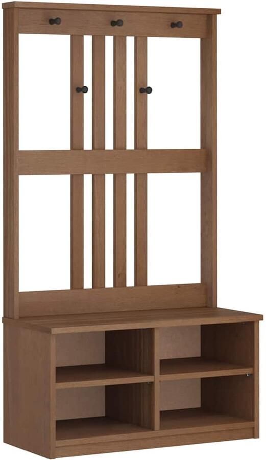 VidaXL Entreespiegel Halstandaard Halboom SANDNES 87x40x159 5 cm massief grenenhout Garderobe Kast Houten Hallenkasten Vintage Halrek