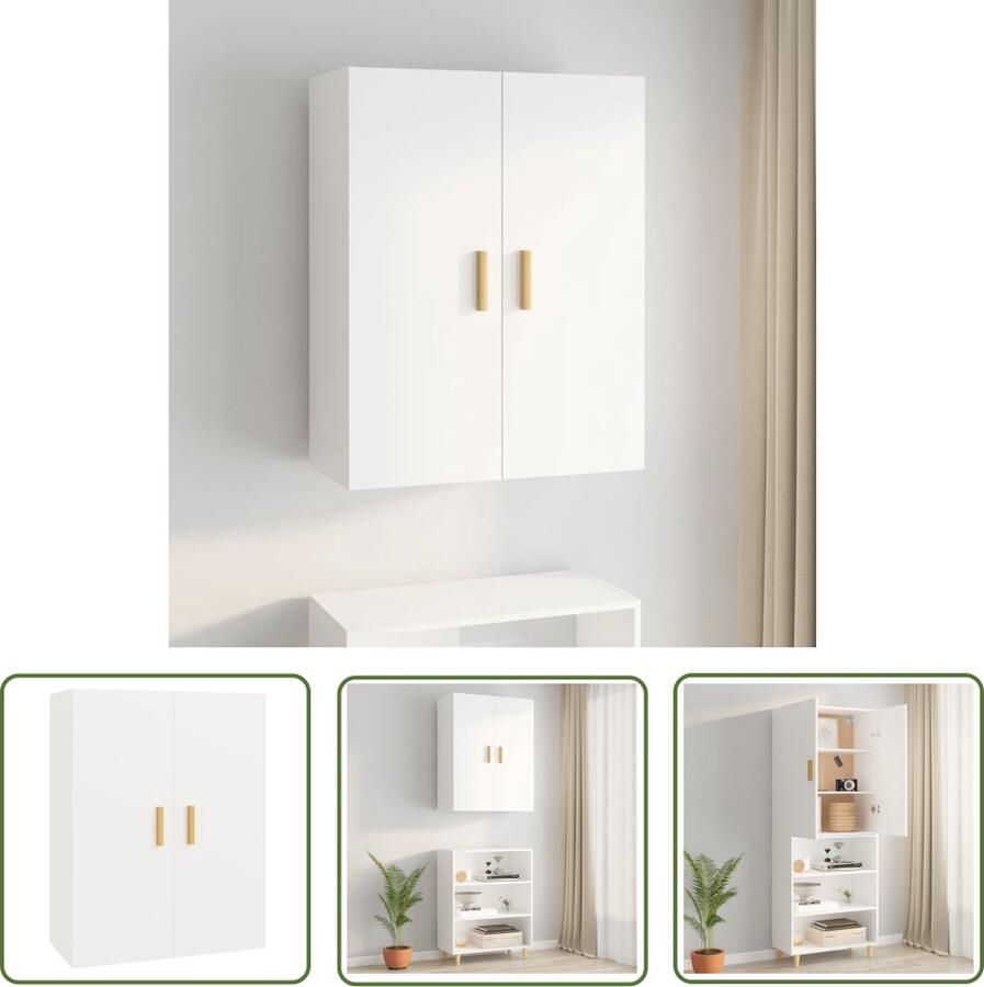 The Living Store Hangkast 69 5x34x90 cm wit Hangkast Wandkast Opbergkast Houten Kast Wit Kast