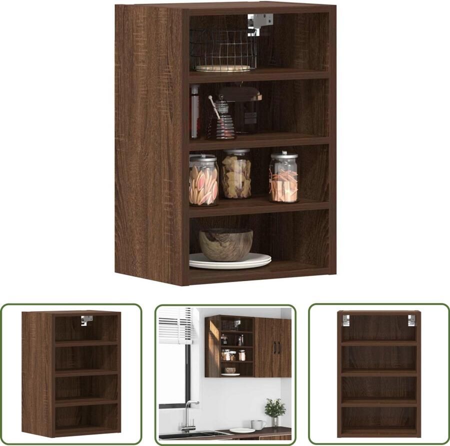 The Living Store Hangkast 40x29 5x60 cm bewerkt hout bruin eikenkleur Keukenopbergkast Wandkast Houten Kast Bruine Eiken Kast Compact Kastje