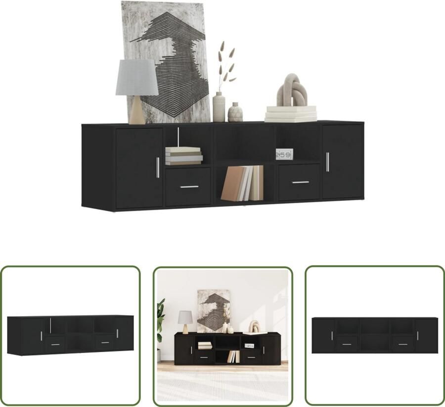 The Living Store Hoekkast 160x40x45 cm bewerkt hout zwart Hoekkast Houten Kast Zwarte Kast Opslagkast Boekenkast