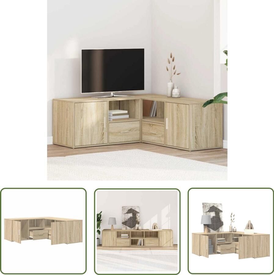 VidaXL Hoekkast 200x40x45 cm bewerkt hout sonoma eikenkleurig Hoekkast Houten Kast Sonoma Eiken Opslagoplossing Woonaccessoires