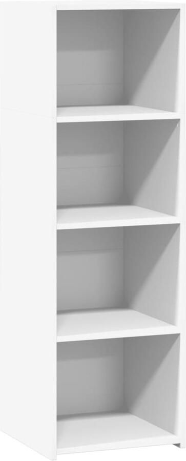 The Living Store Hoge kast 40x41x124 cm bewerkt hout wit Opbergkast Scandinavisch Design Witte Kast Houten Kast Woonkamer Kast