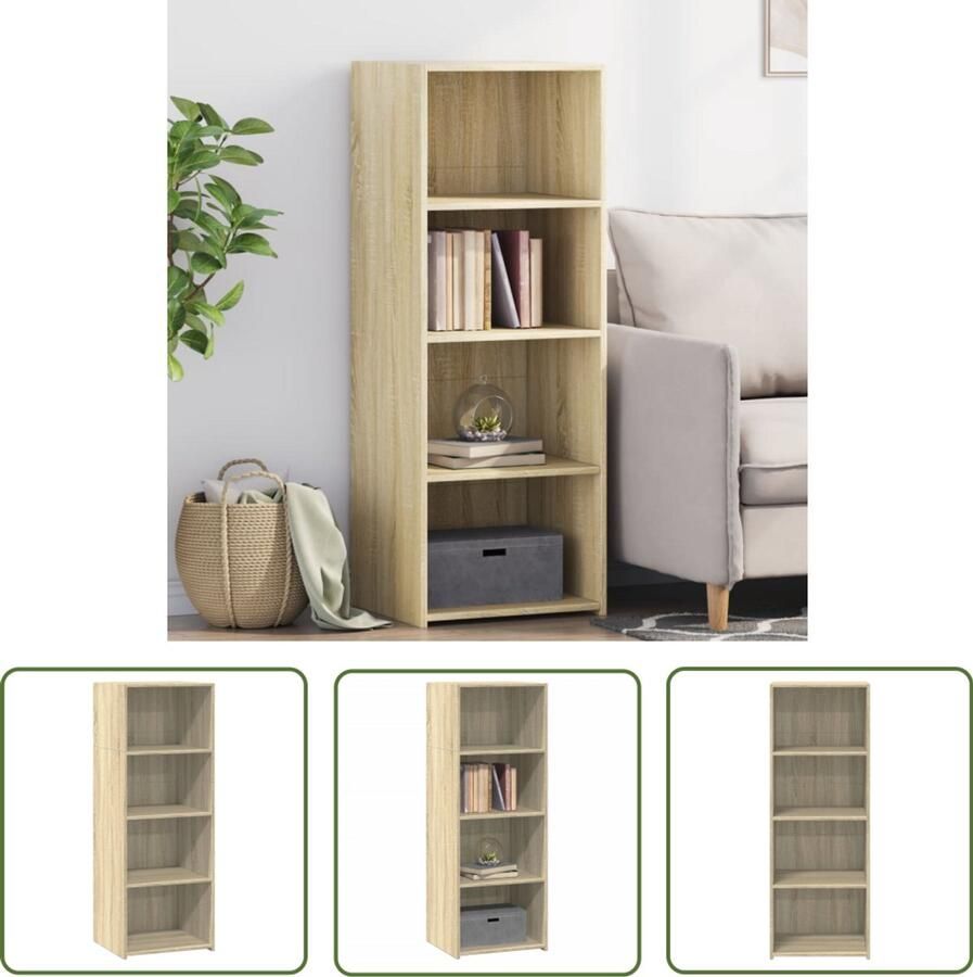 The Living Store Hoge kast 45x41x124 cm bewerkt hout sonoma eikenkleurig Scandinavisch Meubel Houten Kast Opbergkast Hoogslaapkast Salontafel