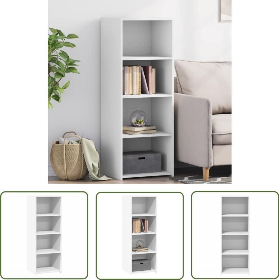The Living Store Hoge kast 45x41x124 cm bewerkt hout wit Hoge Kast Scandinavische Kast Houten Kast Opbergkast Wit Kast
