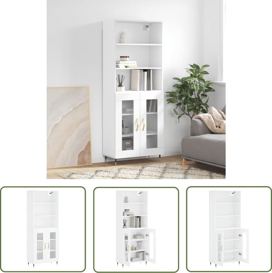 VidaXL Hoge kast 69 5x34x180 cm bewerkt hout wit Hoge Kast Houten Kast Wit Kast Opslagoplossing Livingroom Furniture