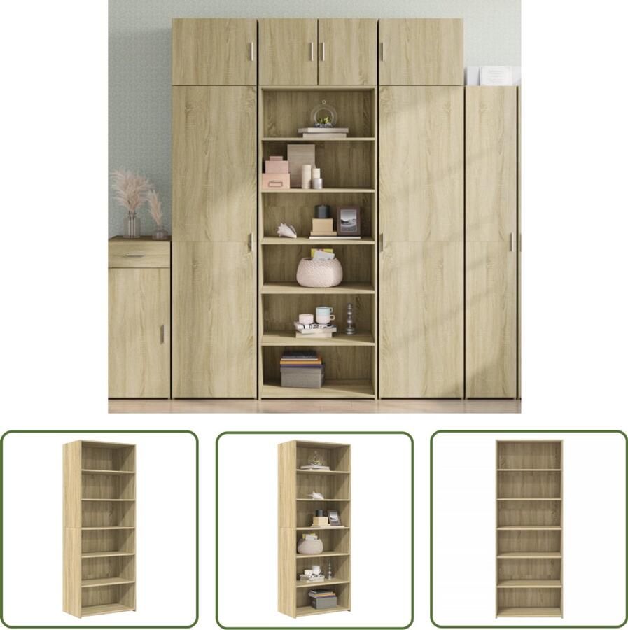 The Living Store Hoge kast 70x41x185 cm bewerkt hout sonoma eikenkleurig Hoge Kast Scandinavische Kast Opbergkast Houten Kast Salontafel
