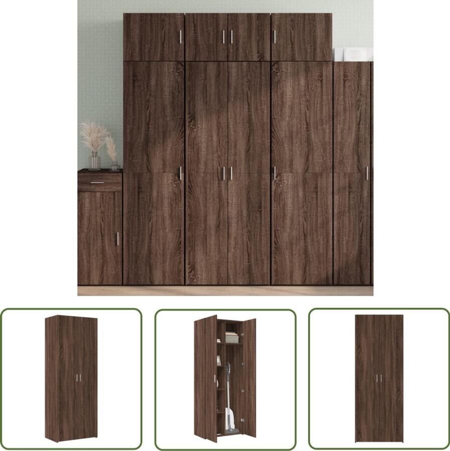 VidaXL Houten Kast Hoge Kast Hoge kast 70x42 5x185 cm bewerkt hout bruin eikenkleurig Bruine Kast Opbergkast Livingroom Furniture