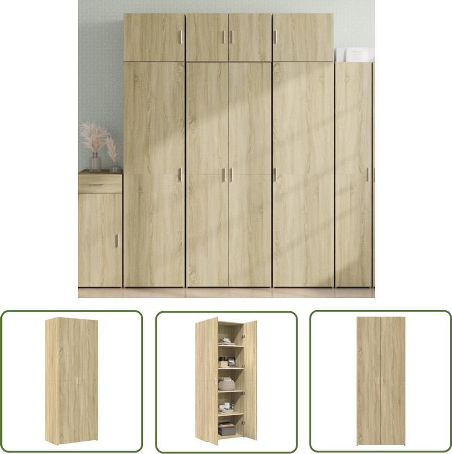 VidaXL Houten Kast Hoge Kast Hoge kast 70x42 5x185 cm bewerkt hout sonoma eikenkleurig Bruine Kast Salontafel Opslagoplossing