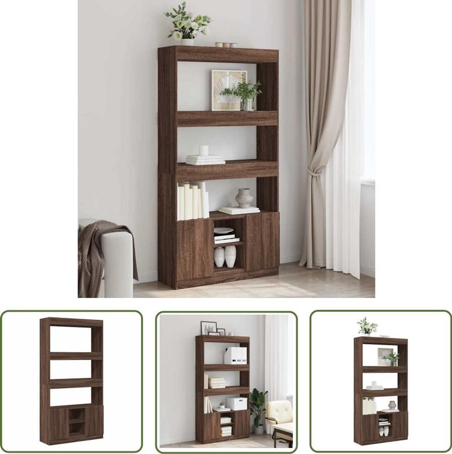 The Living Store Hoge kast 92x33x180 cm bewerkt hout bruin eikenkleur Hoge Kast Houten Kast Boekenkast Opslagoplossing Woonaccessoires